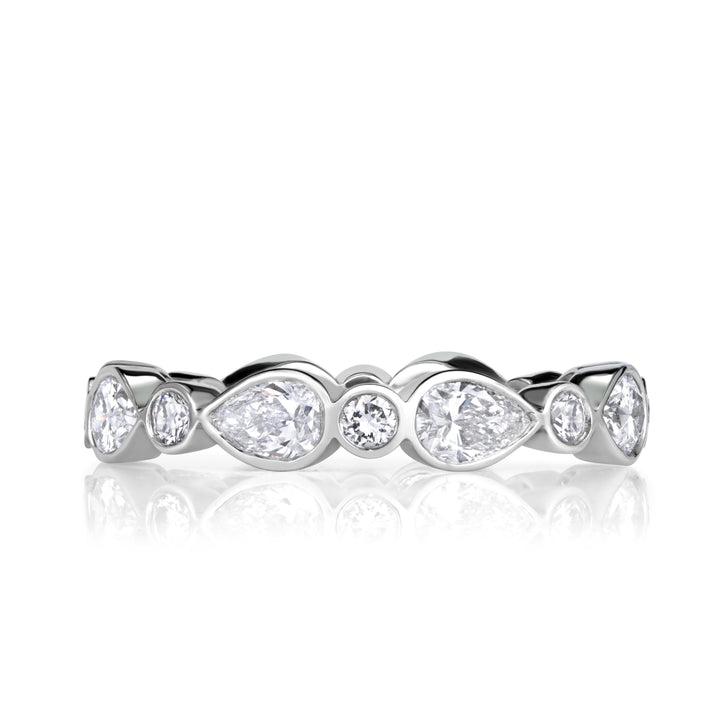 1.80ct Pear Shaped and Round Brilliant Cut Lab Diamond Eternity Band in Platinum