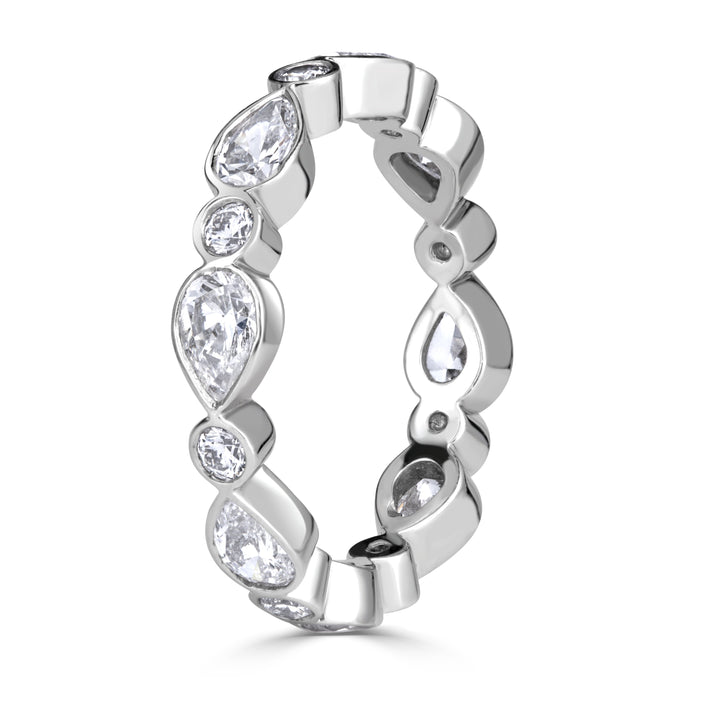 1.80ct Pear Shaped and Round Brilliant Cut Lab Diamond Eternity Band in Platinum